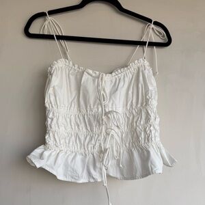Elegant White Ruched Tank Top M
